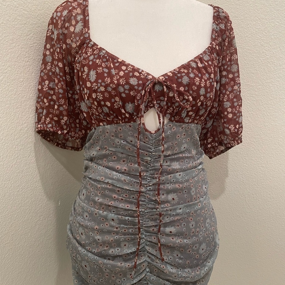 NWT Free People Tessa Floral Print Ruched Dress Size Small Womens​​​​​​​ - Picture 6 of 7